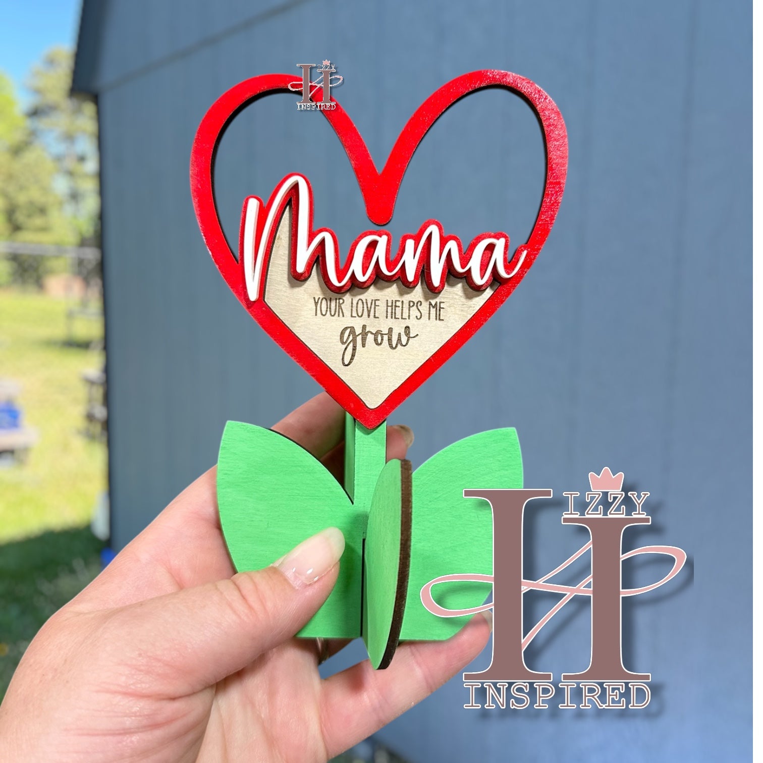 Mama Flower Heart – Handmade Laser Cut Wooden Mother’s Day Gift
