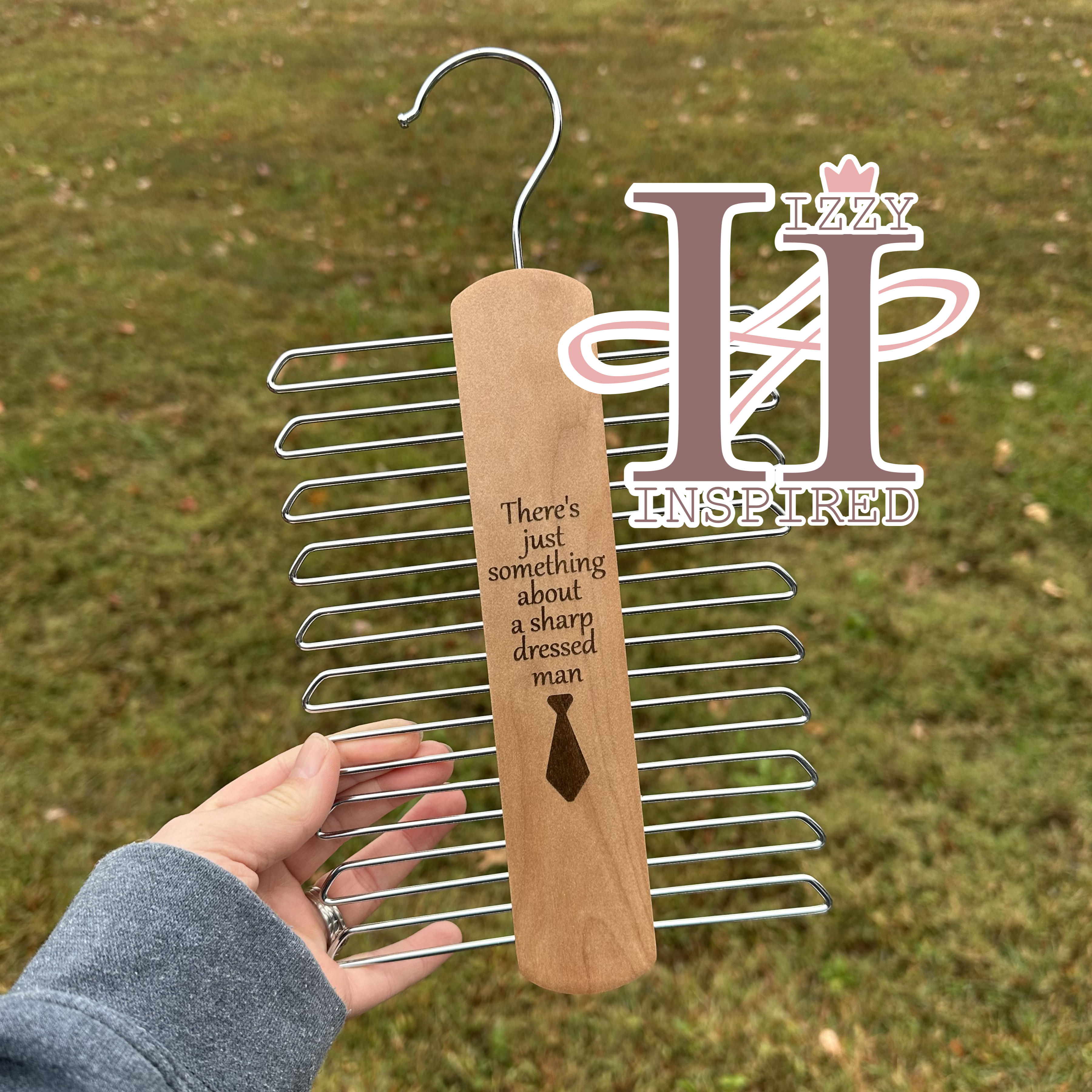 Engraved Tie Rack for Men – "Sharp Dressed Man"