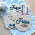 Personalized Baby Name Sign, Birth Announcement Disc, Custom Name Reveal Plaque, Newborn Photo Prop, Baby Shower Gift