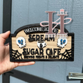 Scream & Sugar Cafe Halloween Sign, Spooky Coffee Bar Decor, Wooden Halloween Tiered Tray Sign