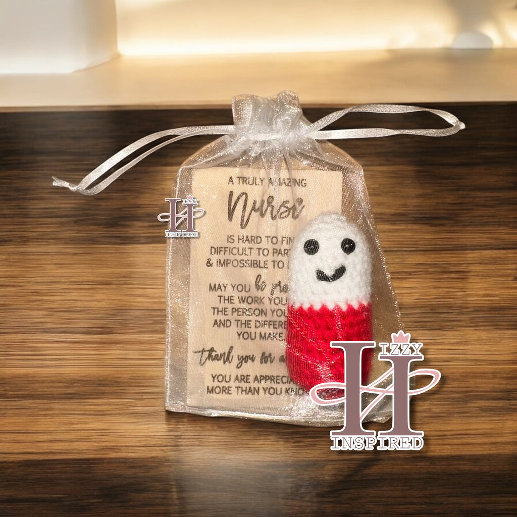 Crochet Emotional Support Pill – Nurse Appreciation Gift – Handmade Pocket Buddy